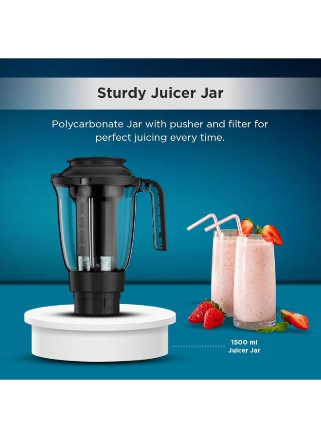 باترفلاي خلاط ومطحنة باترفلاي سمارت بقوة 750 واط مع 4 أوعية | 3 أوعية من الفولاذ المقاوم للصدأ وعصارة واحدة | هيكل من مادة ABS | محرك قوي | ضمان المصنّع لمدة سنتين | رمادي - Image 5